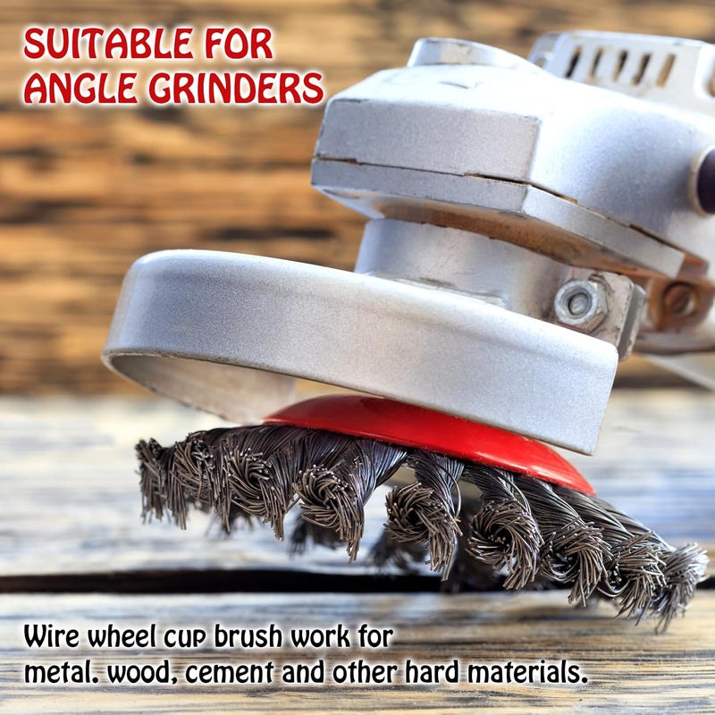 phntake Wire Wheel for Angle Grinder 12 Pack, Coarse Crimped Wire Wheel Brush Wire Cup Brush 4 1/2 Angle Grinder Wire Wheel, Angle Grinder Attachments with 5/8-11unc Threaded Arbor. - Image 3